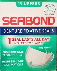 Sellos fijadores de dentadura de goma Seabond - 15 partes superiores originales - Imagen 1 de 4