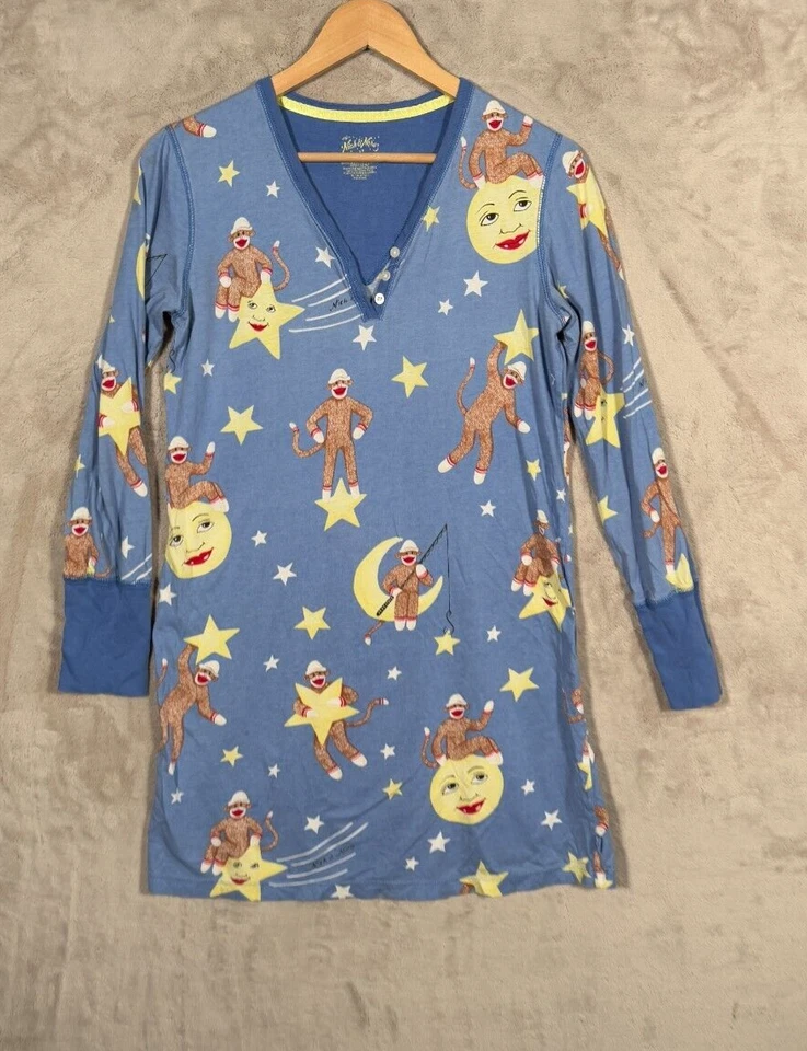 Nick And Nora Nightgown Women’s Size Small Monkeys Blue - Image 1 of 4