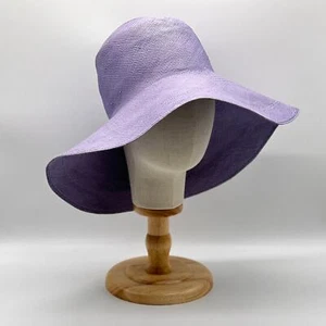 Cappello di paglia LORO PIANA donna viola medio lavanda made in Italy cappello da sole oversize - Foto 1 di 14