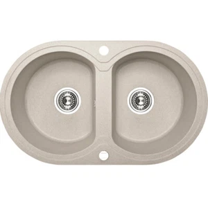 Granitspüle Küchenspüle Doppelbecken Beige Spüle 47x78 + Siphon GRATIS! - Bild 1 von 10