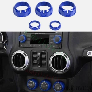5xPara Jeep Patriot 2009-2017 Consola de Coche Interruptor de CA Perilla Anillo Azul ABS Marco Borde - Imagen 1 de 1