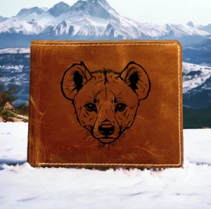 Hyäne Leder Geldbörse Doppelfaltung Premium Qualität Büffel Tier Hund Wild Geschenk NEU - Bild 1 von 13