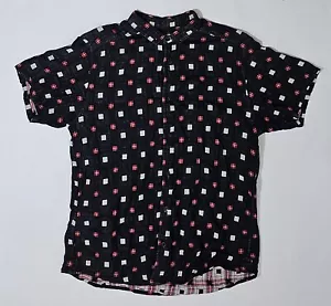 Publish Button Up Short Sleeve Shirt Navy & Red Plaid Linen XXL - Picture 1 of 6