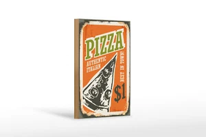 Holzschild Retro 12x18 cm Pizza best in town 1$ Italian Deko Schild wooden sign - Bild 1 von 5