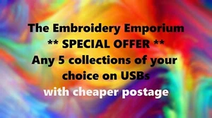 MACCHINA RICAMO DISEGNI USBS **OFFERTA SPECIALE* SCELTA QUALSIASI 5 COLLEZIONI 5 USBS - Foto 1 di 4