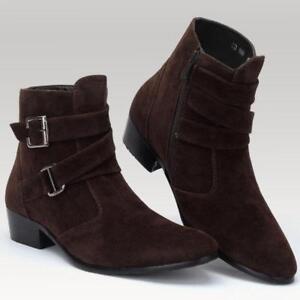 British Mens Ankle Boots Chelsea Suede cowboy Zipper Buckle Strap Dress Shoes Sz