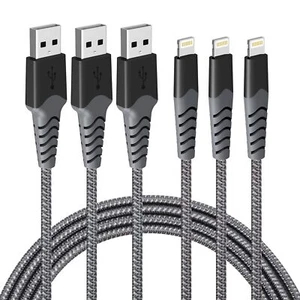 iPhone Charger Cable 3Pack, Premium Apple MFi Certified Lightning Fast Charging - Picture 1 of 7