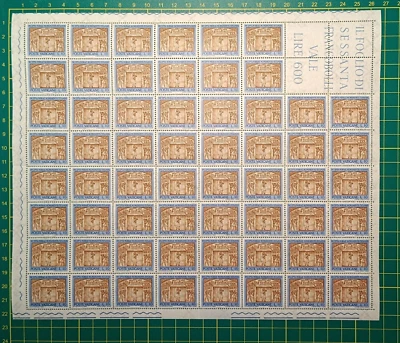 Vatican Stamps 1964,Sheet of 60,Sc A119,ERROR-missed Sheet #,Sideways Wmk, MNH - Image 1 of 4