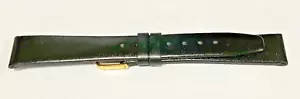 New BLACK Tapered 17mm Genuine Leather Strap w/Yel Buckle - Picture 1 of 3