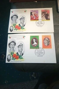 2 St VINCENT 1987 QUEEN 40th WEDDING ANNIVERSARY FIRST DAY COVERS - Picture 1 of 2