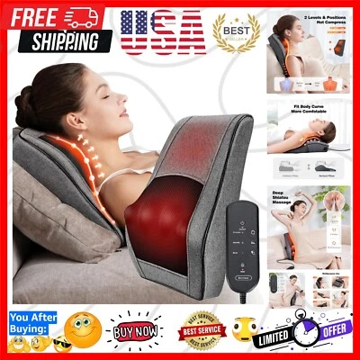 Almohada de masaje portátil con calefacción para aliviar el dolor de cuello y espalda - App. 15x13 pulgadas Foto 1 de 4