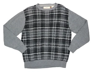 Weatherproof 100% Cotton Crew Neck Plaid Men's Pullover Sweater M NWT Dark Gray - Picture 1 of 1