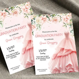 Personalisierte Abschlussfeier Einladungen Mädchen Abschlussfeier Einladungen A6 x10 - Bild 1 von 4