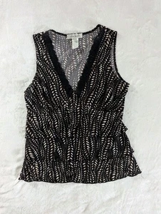 Nine West braun & schwarz Spitzenbesatz Babydoll Stufen Top Damen S Y2K Whimsigoth - Bild 1 von 6