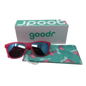 Goodr OG Flamingos On A Booze Cruise Sunglasses Pink Teal Reflective Mens Medium - Picture 1 of 11