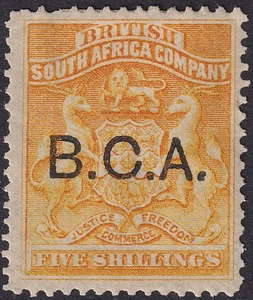 British Central Africa 1891 QV BCA Opt on BSAC 5sh Or-Yellow Mint SG12 cat £120 - Picture 1 of 2