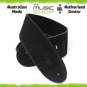Aust Made DSL 3.5" Wide 3ply Triple Suede SLS Guitar Strap, Black - SLS35-BLACK - Picture 1 of 1