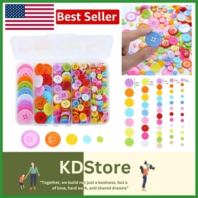 320pcs Colorful Resin Buttons Bold Assorted Sizes for Crafts Sewing DIY Decor... - Image 1 of 4