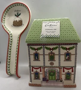 Lot Of 2 Cath Kidston Christmas Items- Spoon Rest And Storage Jar - W/ Flaws - Picture 1 of 12