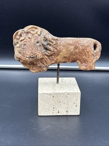 Vintage MCM Terracotta and Marble Lion Sculpture Made in Marta Italy 1950s - Picture 1 of 13
