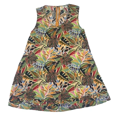 C&C Dress 100 % Linen Women’s Size M Trapeze Mini With Pockets Paloma Palm Print - Image 1 of 4