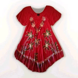 Burnt Red Palm Tree Festival Boho Top Hippie Free Size  - Bild 1 von 7