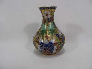 VINTAGE MINIATUR CLOISONNE VASE URNE 3" HOCH #9 - Bild 1 von 5
