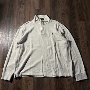 Polo Ralph Lauren Herren L Quarter Zip Pullover Sweater Beige Langarm - Bild 1 von 5
