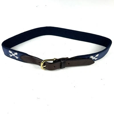 Cinturón de cuero azul y marrón Vineyard Vines Blue Fish Bones EE. UU. 28 para mujer Foto 1 de 4