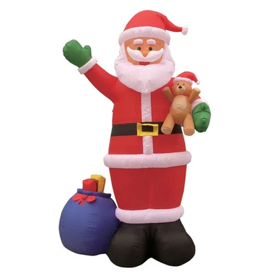 12 Foot Christmas Inflatable Santa Claus with Gift Bag and Bear Yard Garden D... - Image 1 of 4