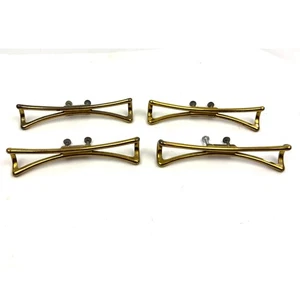 Lot of 4 Mid Century Drawer Pulls MCM Credenza Handles Gold Metal - Picture 1 of 11