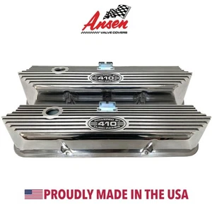 Ford FE Tall 410 Tall Valve Covers, Powered By Logo - Style 2 - Die-cast - Ansen - Picture 1 of 5