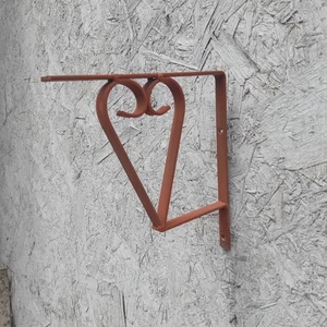 2x Staffe Supporto Mensola Metallo Cuore Ossido Rosso Nuove/Fatte a Mano 7" (18cm) x 13mm - Foto 1 di 1