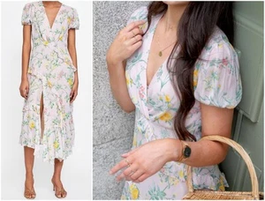 ZARA MAXI ABITO VESTITO STAMPA FLOREALE VOLANT VOLANT LUNGO RUFFLED DRESS FLOREALE S M L - Foto 1 di 23