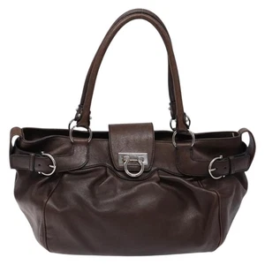 Auténtico bolso de hombro Salvatore Ferragamo Gancini de cuero marrón - Imagen 1 de 24
