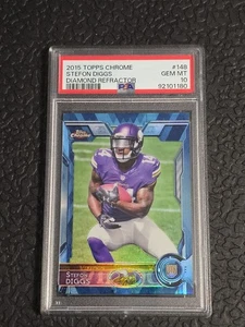 2015 Topps Chrome Stefon Diggs Diamond Refractor PSA 10 Gem MT RC - Picture 1 of 5