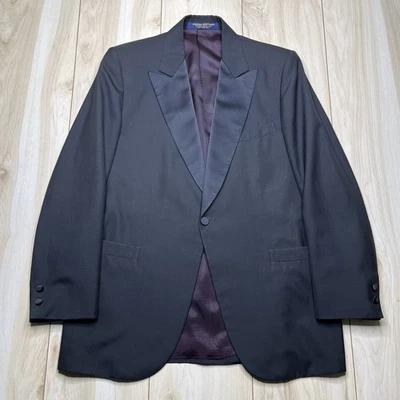 Vintage Brooks Brothers Peak Lapel Tuxedo Wool Blazer Mens Size 40R Black - Image 1 of 4