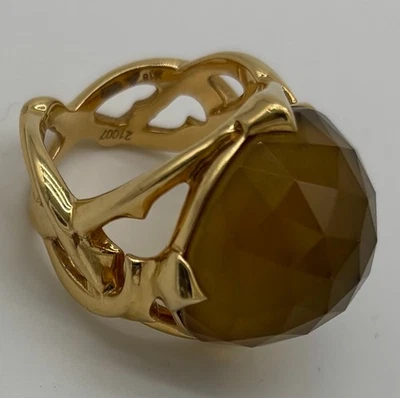 ENORME anillo de cóctel facetado con diamantes de oro amarillo de 18 quilates Stephen Webster, talla 8 Foto 1 de 4