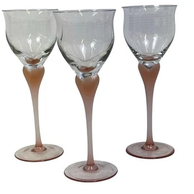  Mikasa 水晶海雾珊瑚磨砂茎 9 1/4 英寸水杯眼镜-3 件套 — 第 1/4 张图片