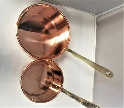 Copper Pan with Brass Handle - Set of 2- Pcs. Beautiful Item. - Image 1 of 4