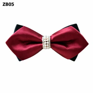 Men’s Floral Paisley Pre-tied Bow Tie Wedding Party Business Crystal Bowtie - Picture 1 of 20