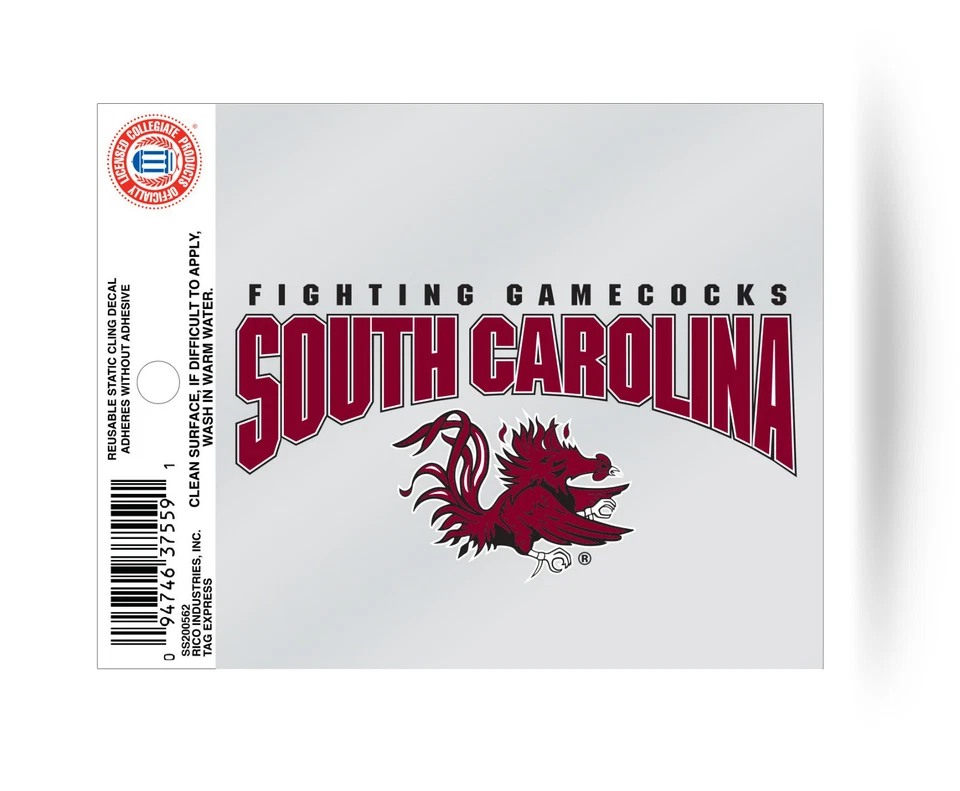 South Carolina Gamecocks Wordmark Static Cling Sticker NEW!! Window or Car! - Image 1 of 1