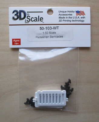 Paquete de 4 barricadas peatonales de plástico blanco 3D a escala diseño diorama Foto 1 de 2