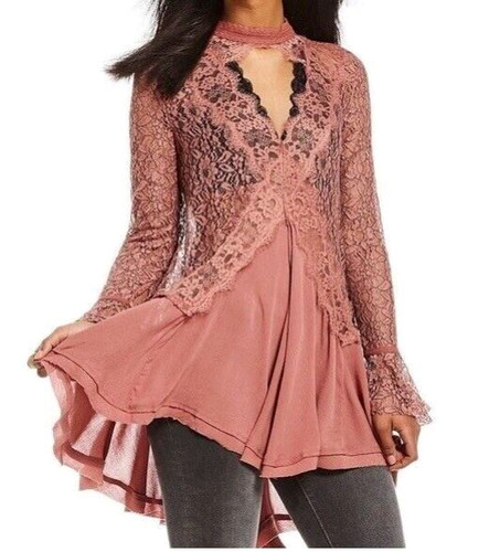 UNDERCOVER Tunica in pizzo Free People Secret Origins polverosa malva taglia media