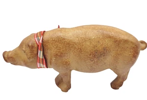 Rustikales Holz Schwein geschnitzt Figur Bauernhof Landhausstil Wohndeko abgebrochener Fuß - Bild 1 von 21