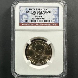 2008-P $1 John Quincy Adams Presidential Dollar, SMS, NGC MS67 (85211) - Picture 1 of 2
