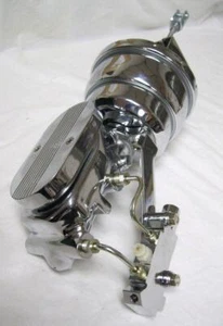 8" Double Chrome Power Booster Maître Cylindre Disque Tambour Prop Valve GM CHEVY - Photo 1 sur 1