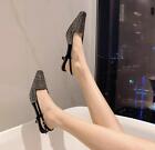 Women OL Square Toe Ankle Strap High Heel Open Back Sandals Office Dress Pumps