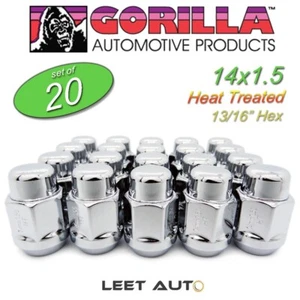 (20pc.) Gorilla Lug Nuts, 14x1.50, Chrome, Heat Treated, Bulge Acorn, 91148HT - Picture 1 of 5