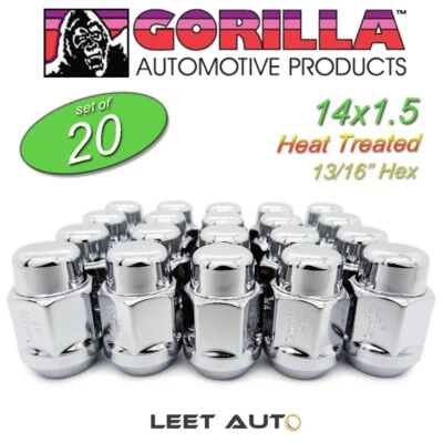 (20pc.) Gorilla Lug Nuts, 14x1.50, Chrome, Heat Treated, Bulge Acorn, 91148HT - Image 1 of 4